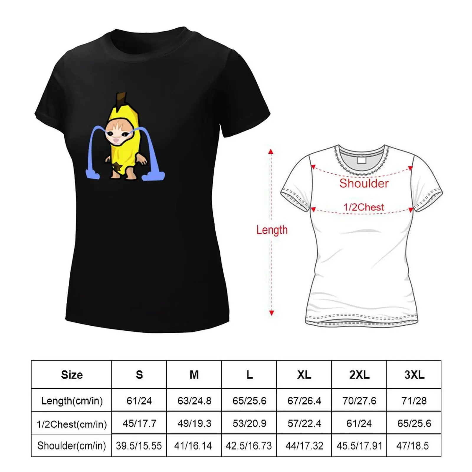 Banana Cat Cry T-Shirt shirts graphic tees tops lady clothes workout shirts for Women