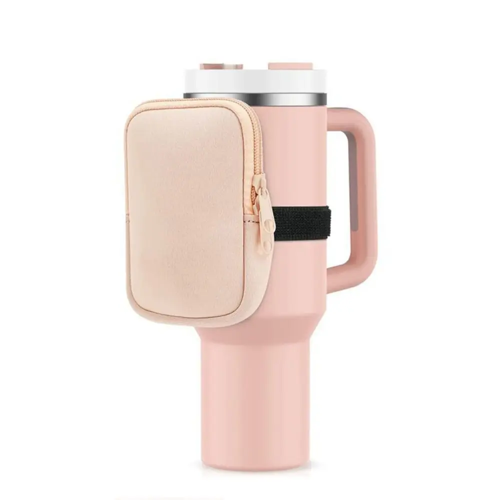 Mini bolsa de neopreno para botella de agua con correa ajustable, funda de almacenamiento de Color sólido, monedero para vasos Stanely, tazas y tazas