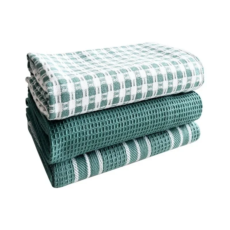 3Pcs/set Cotton Waffle Weave Kitchen Dish Cloths Ultra Soft Absorbent Quick Drying Dish Towels Household Tableware Towels