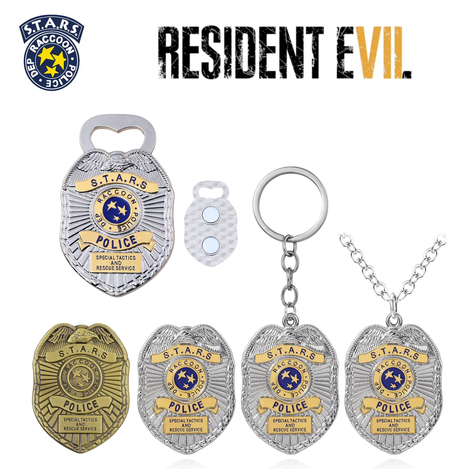 Juego Resident Evil llavero mapache ciudad águila Logo nevera imán abridor de botellas departamento de policía insignia juego de rol regalo