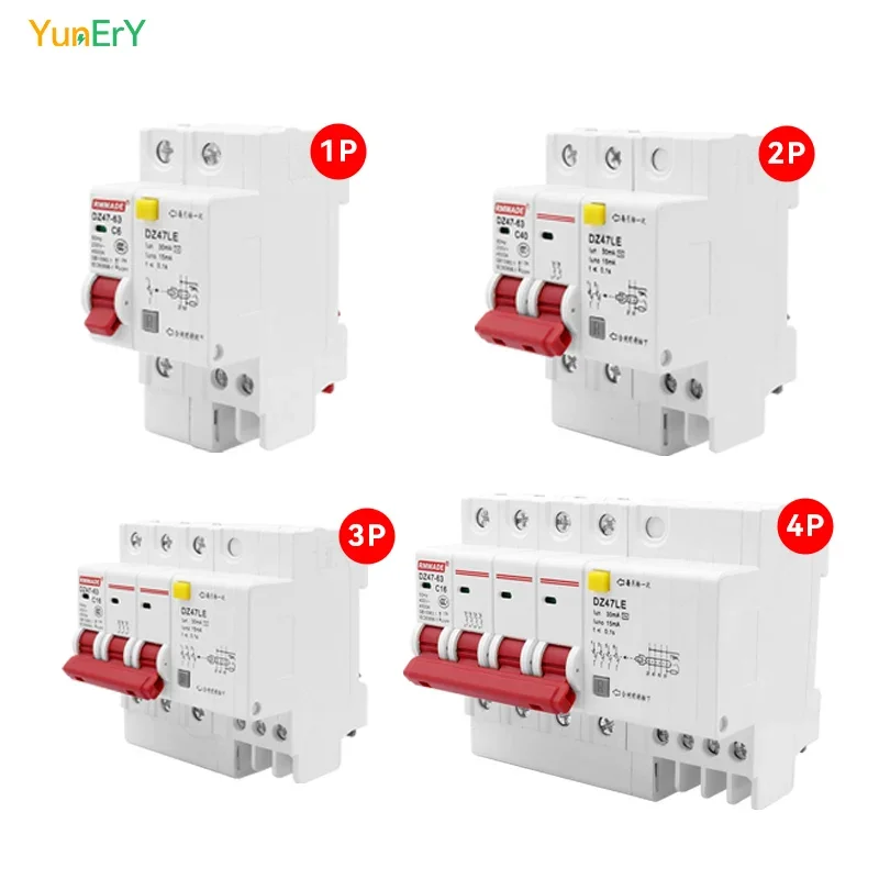 DZ47LE AC RCD RCCB Residual Current Protector 230 400V 6A-63A MCB Din Rail Mount Disconnector Residual Current Circuit Breaker