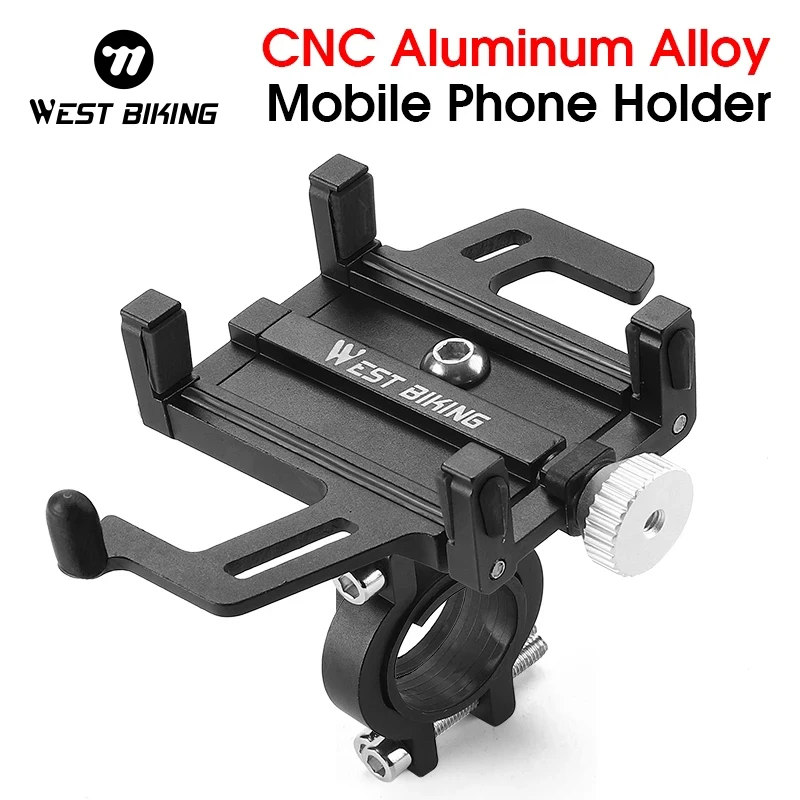 WEST BIKING Phone Holder Motorcycle Electric Bicycle Mobile Phone Support Aluminum Alloy Five Claws Mechanical Bike Phone Holder