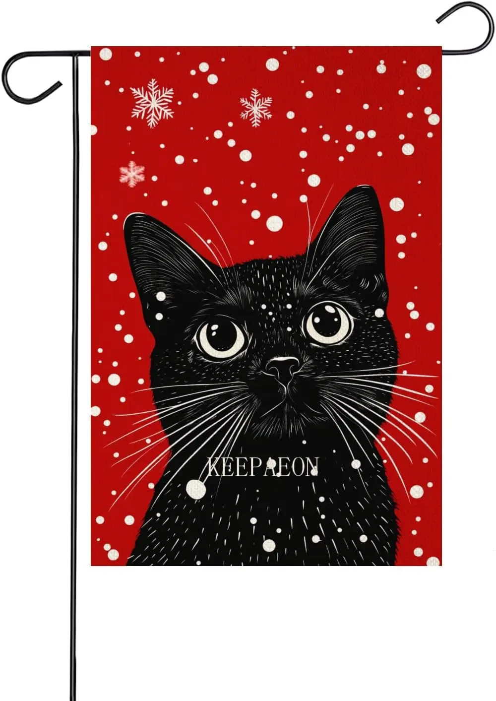 Winter Snowflake Garden Flag, Black Cat Yard Flag Decorative Garden Flags - Weather Resistant&Double Sided 18x12 Inch Re ZZA SSL