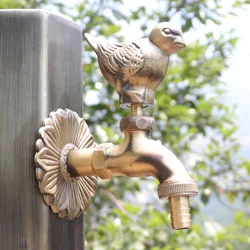 Decorative outdoor faucet rural animal shape garden Bibcock with antique bronze sparrow bird Pigeon tap for washing machine NEW