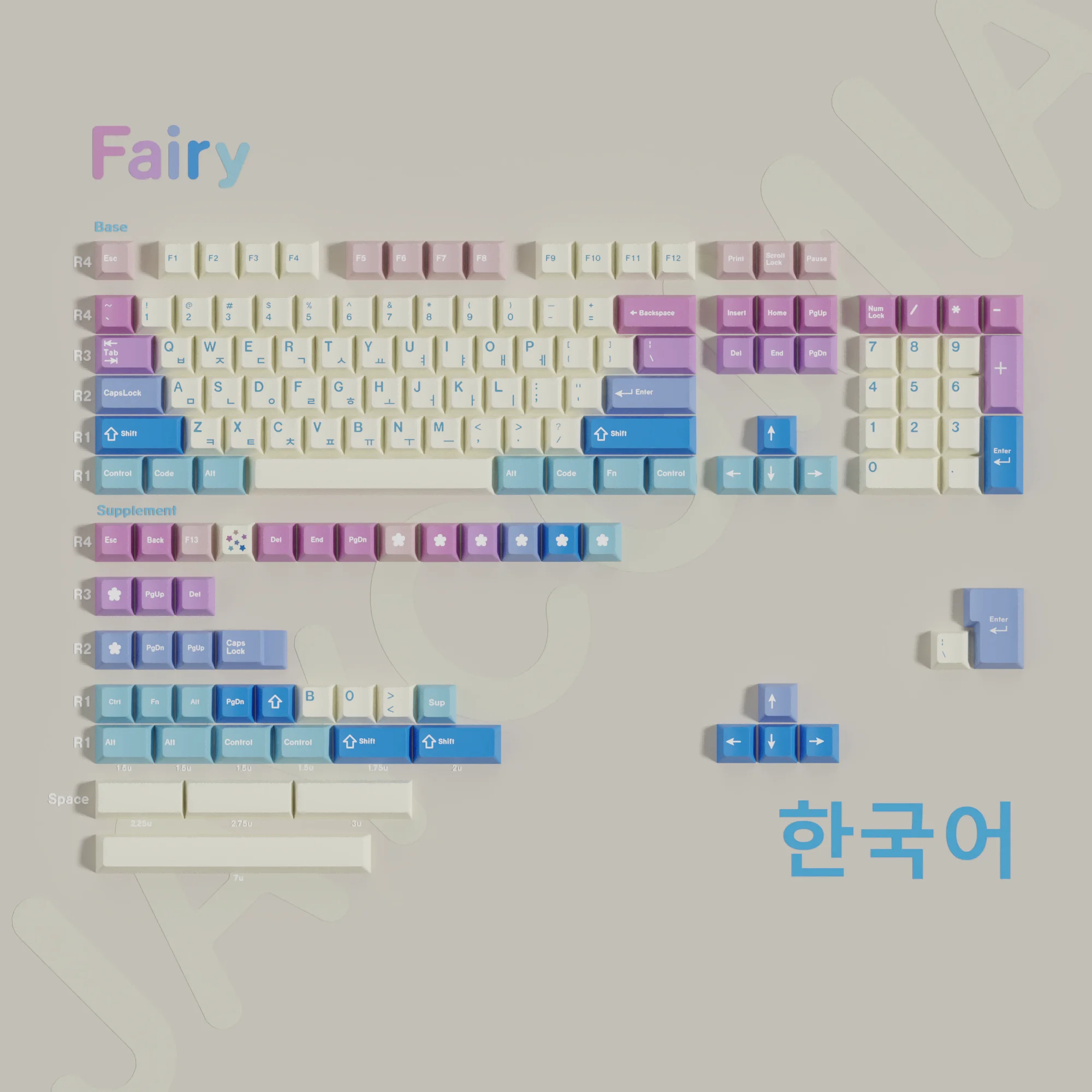 Fairy Keycaps KR/EN 151 teclas Dye-Sub Pbt Cherry Keycaps para teclados mecánicos MX Switch 7U Space RK75 Hi75