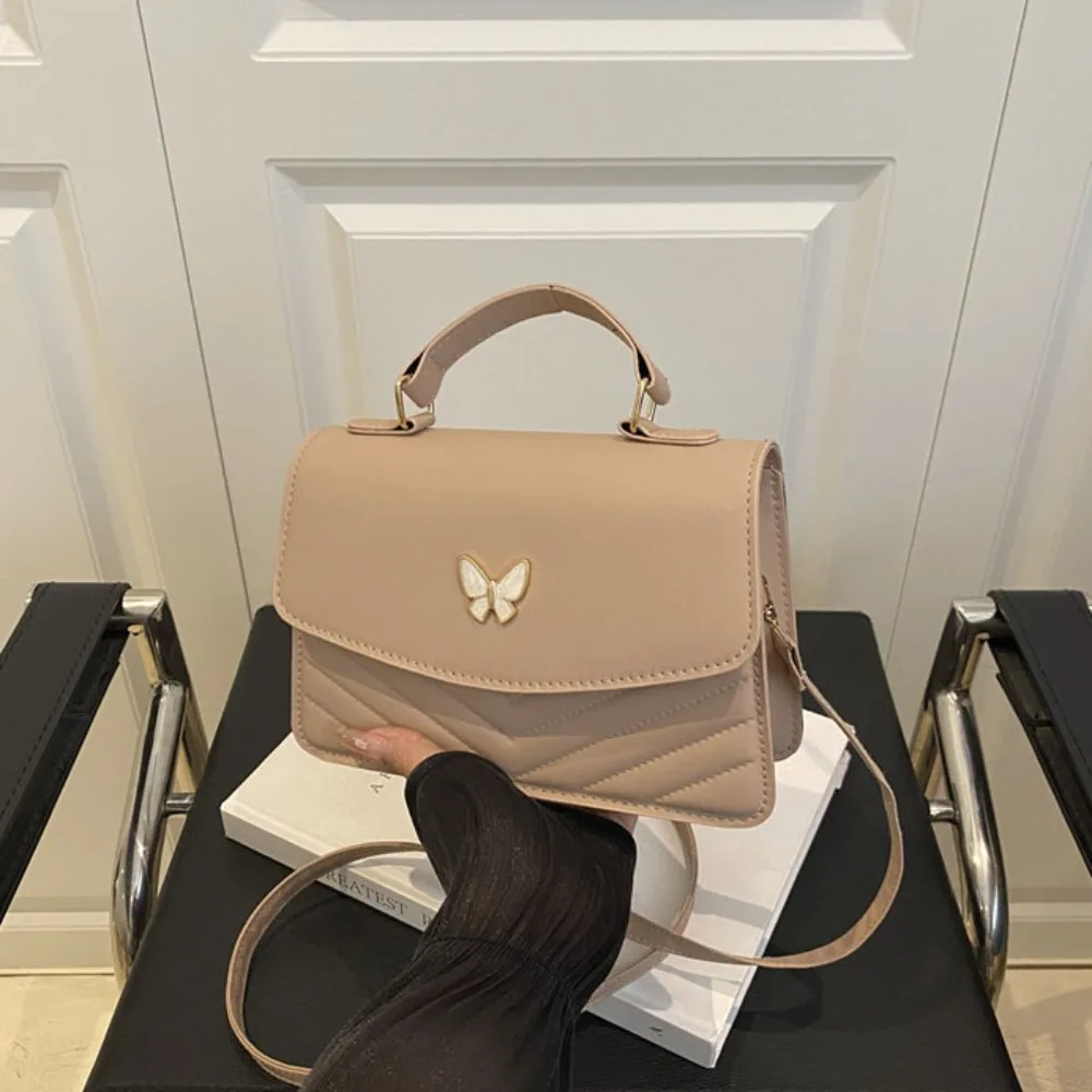 

Портативная маленькая квадратная сумка из искусственной кожи, легкая сумка через плечо с бабочкой, водонепроницаемая портативная элегантная сумка на плечо