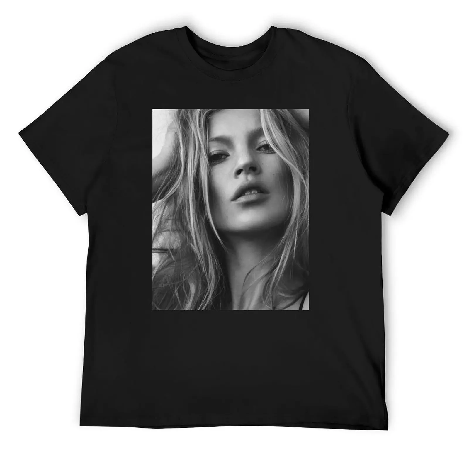 Kate Moss supermodel beauty portrait Long T-Shirt graphic shirts vintage anime shirt oversizeds mens white t shirts