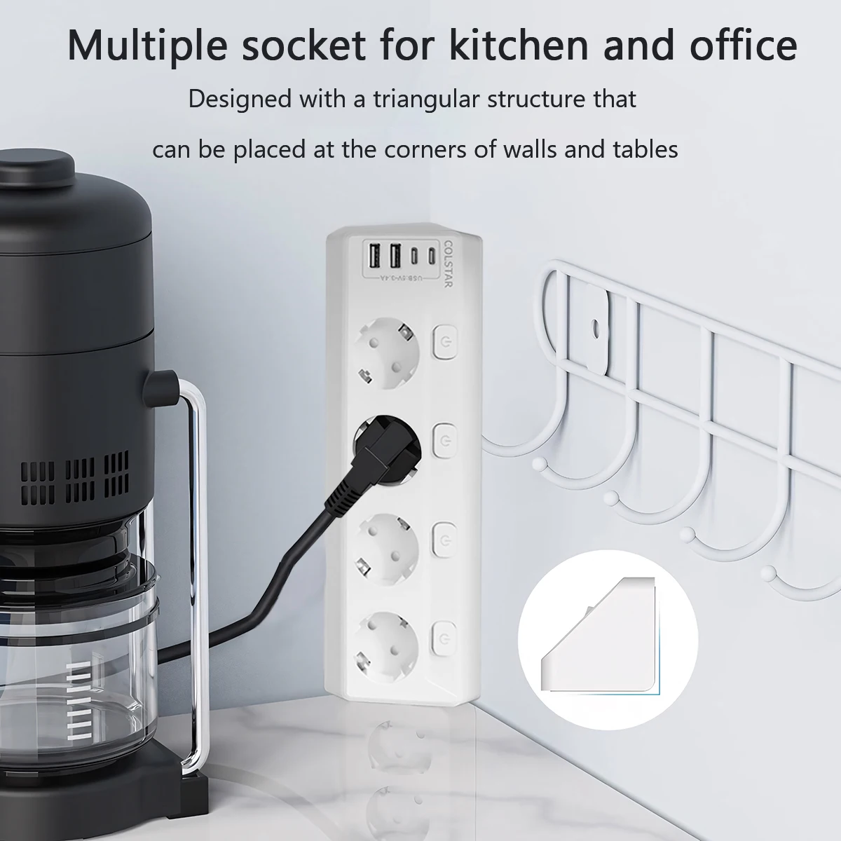 EU Power Strip Multi Electric Socket Network Filter 4 Outlets 4USB Ports Fast Charging 6.5FT Extension Cable Independent Switch