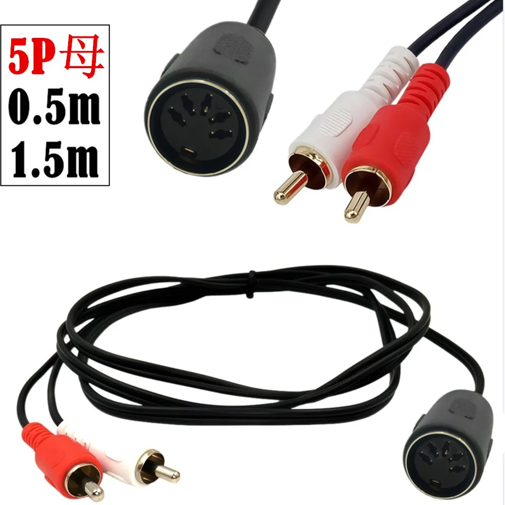 5 Pin Din MIDI Female To 2 RCA Male Professional Grade Audio Cable For Bang & Olufsen Naim Quad Stereo Systems 1.5M 5FT