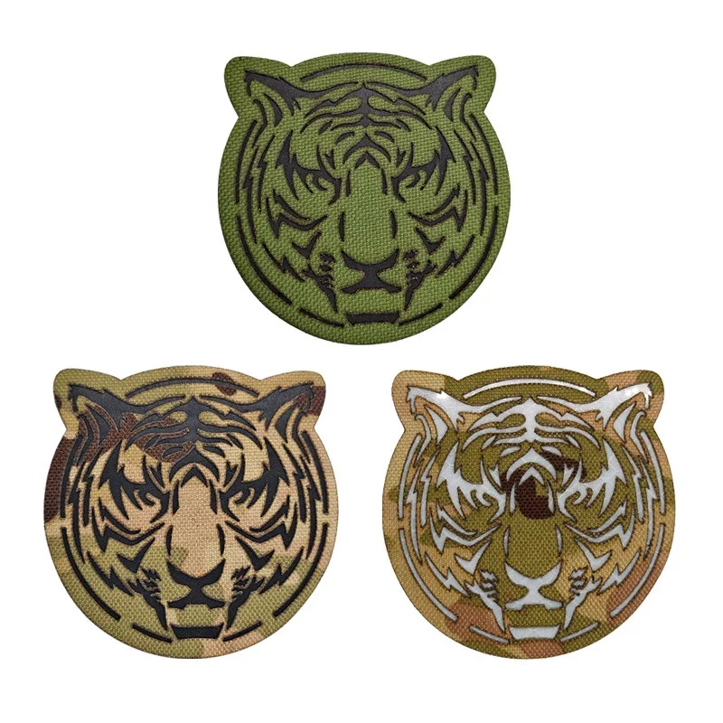 Tiger Reflective Infrared IR Patch Glow In Dark Military Tactical Applique Multicam Hook Loop Badge Patches for Clothing