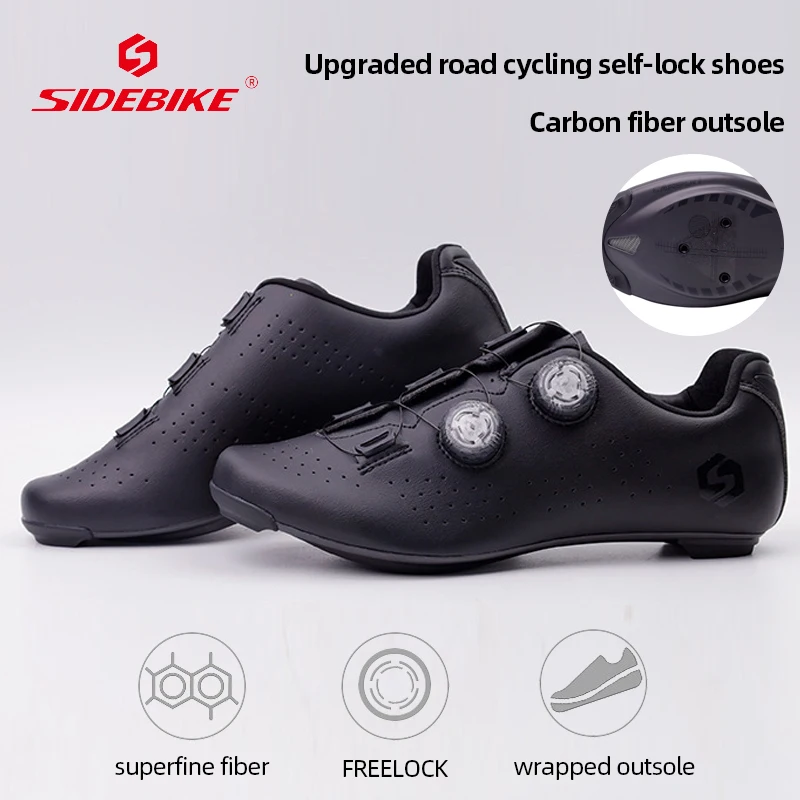 SIDEBIKE  Men's Sneakers for Road Bike Carbon Sole Cycling Shoes Self-locking Outdoor Men's Sports Shoes for Running Breathable