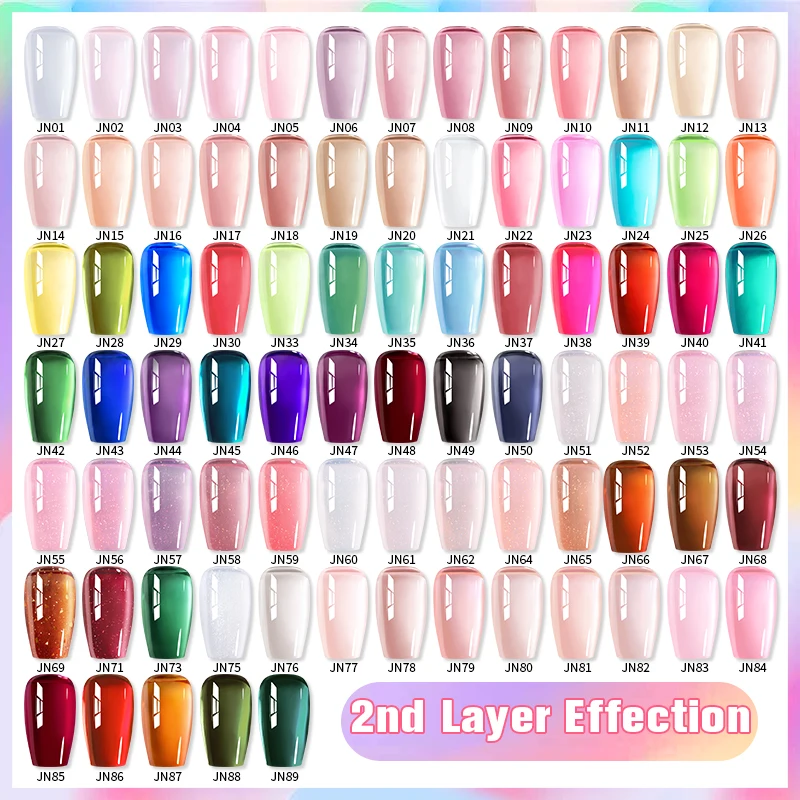 BORN PRETTY 10ml Jelly Nude Gel Nail Polish 50 Colors Semi Transparent Nail Art Nail Supplies Soak off UV LED Nails Gel Varnish