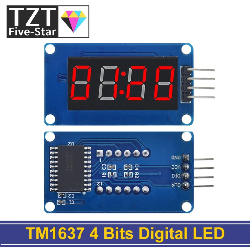 

TZT TM1637 LED Display Module For Arduino 7 Segment 4 Bits 0.36Inch Clock RED Anode Digital Tube Four Serial Driver Board Pack