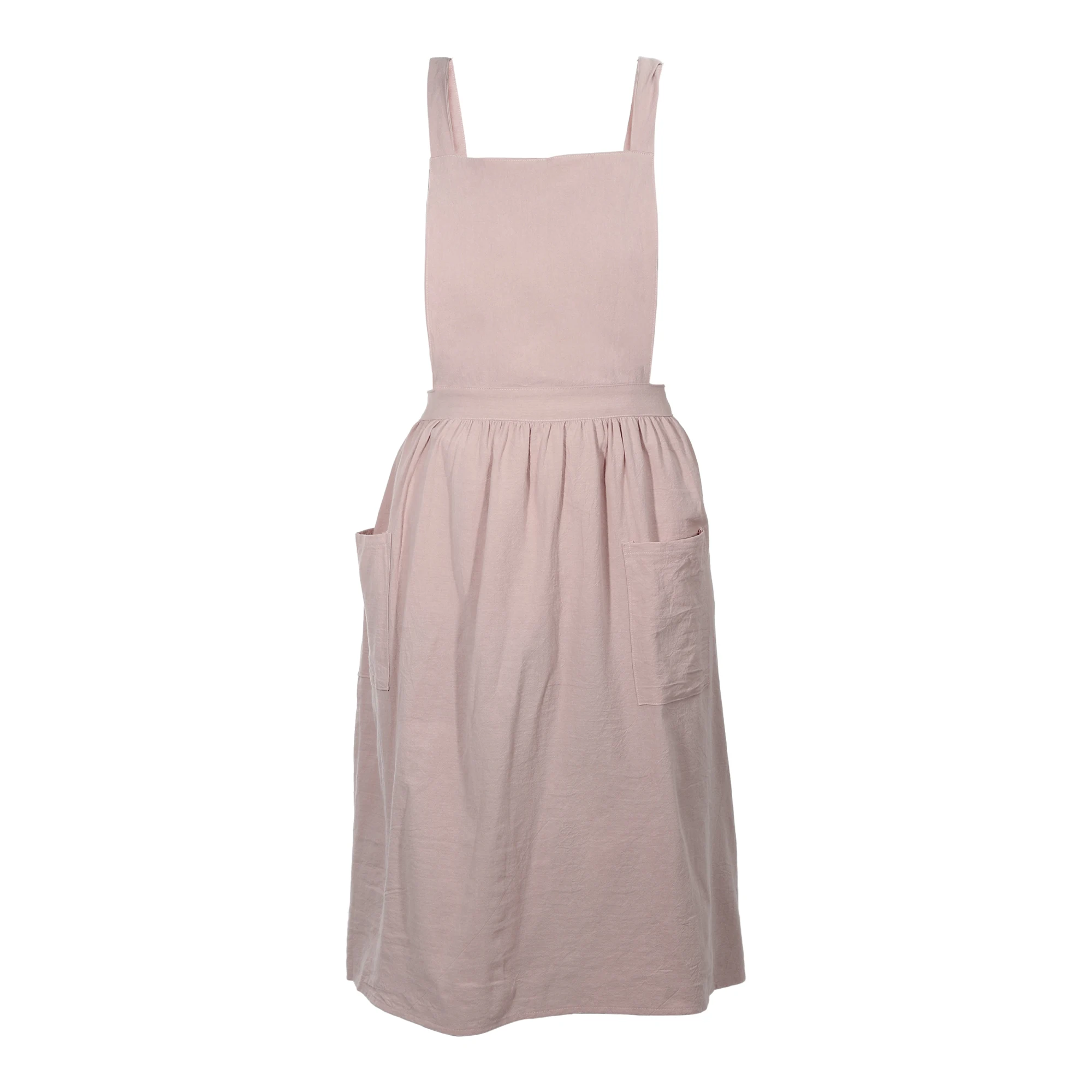 

Uxcell Cotton Linen Apron Cross Back Apron with Pockets for Kitchen Baking Bbq Pink