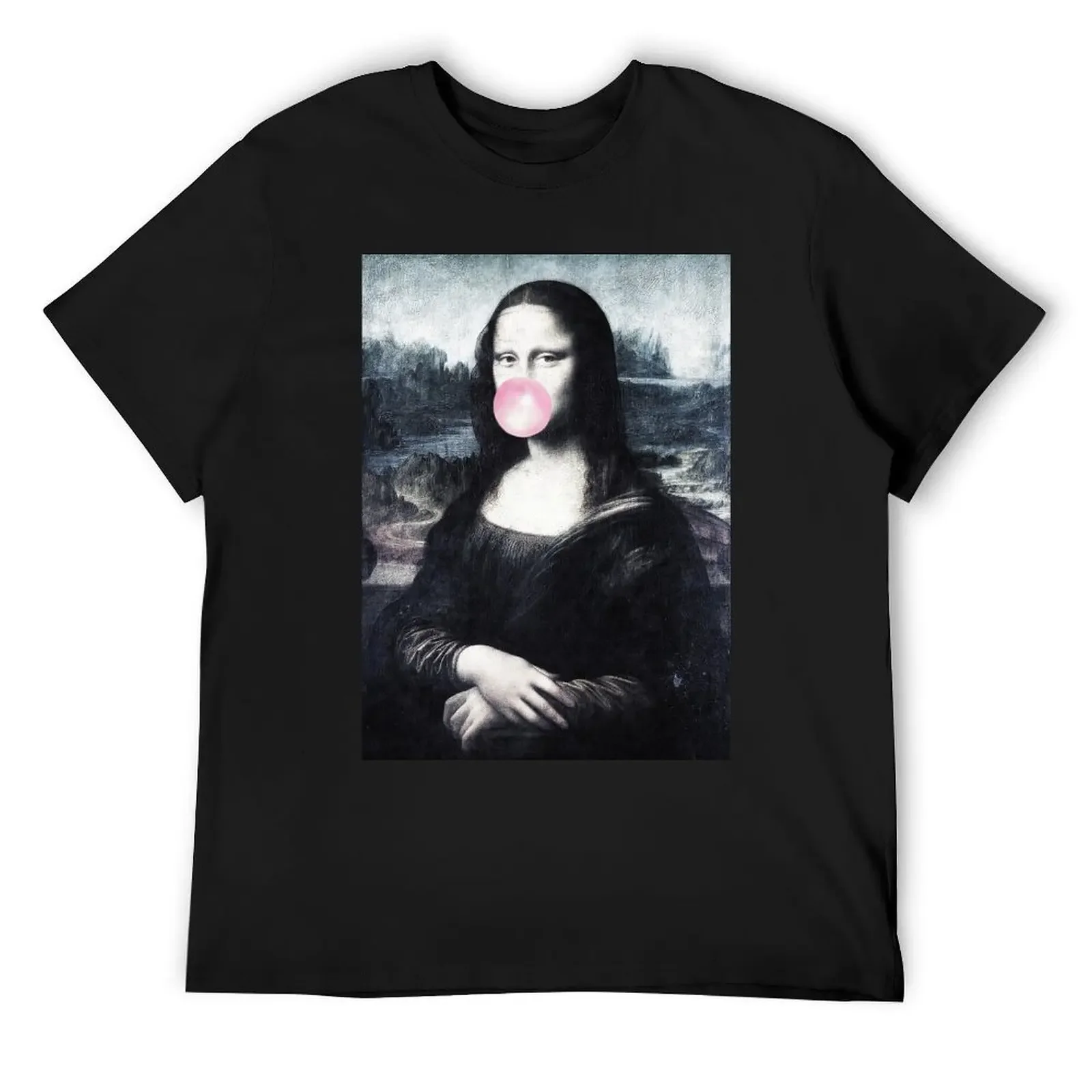 

Mona Lisa blowing bubblegum bubbles T-Shirt baggy shirts designer shirts oversizeds vintage anime shirt funny t shirts for men