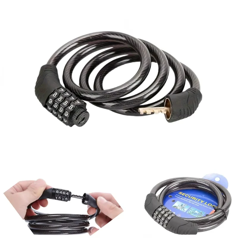 

Anti-Theft Code Lock Foldable 4 Digit Password Combination Cycling Lock 1m Security Steel Wire Resistant Drill Bike Lock