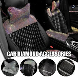 New Car Diamond Non-slip Cushion Buling Crystal Leather Breathable Cool Seat Cover Single Piece Ladies Car Interior Accessories
