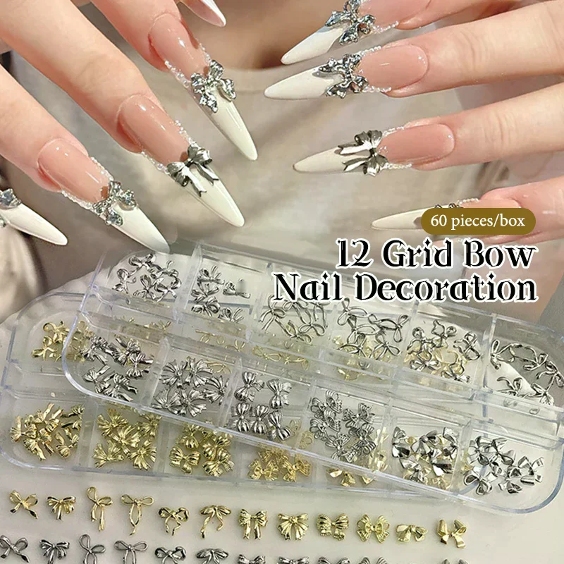 30/60 Pz 3D Lega Squisita Unghie artistiche Pendenti e Ciondoli di Lusso Kawaii Arco Nastro Gioielli Unghie Strass Decorazione Accessori FAI DA TE