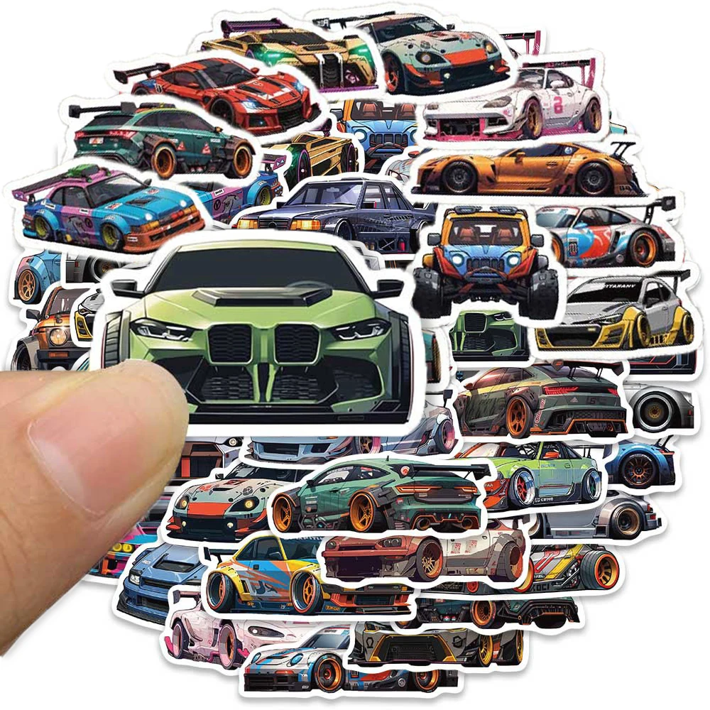 10/50Pcs Retro Cool Racing Car Varied Stickers Pack for Kids Travel Luggage Laptop Phone Scrapbooking Decoration Graffiti Decals