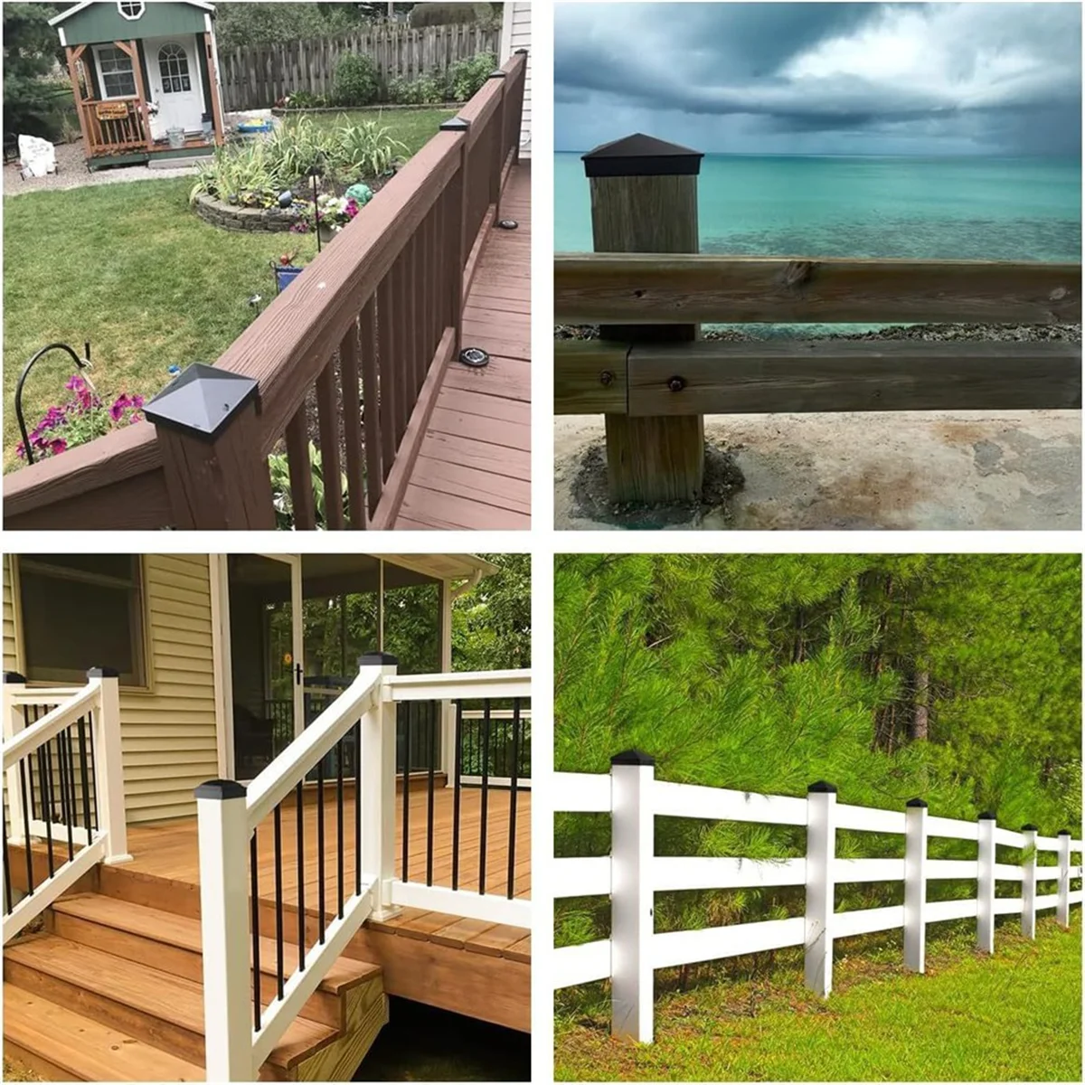 ABNH (3,5 pulgadas x 3,5 pulgadas) tapas de postes de cerca de madera, impermeables a prueba de rayos UV, mantienen el poste de grietas y aposamiento para tapas de postes cubierta 6 piezas