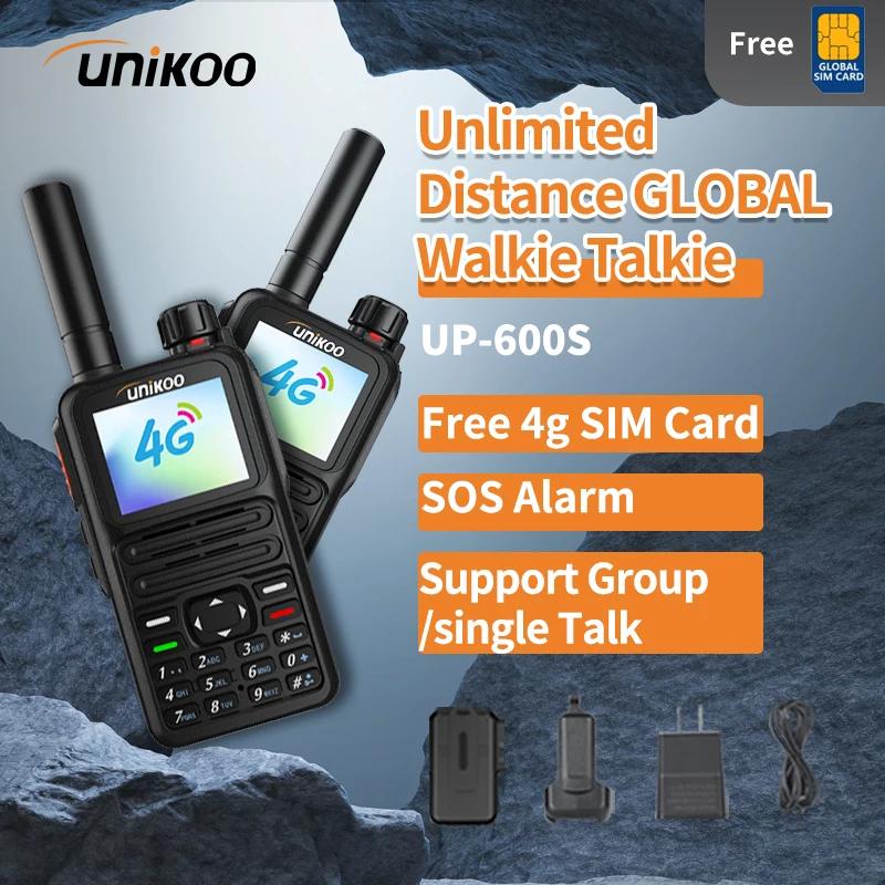 

2PCS Unikoo UP600S POC Global Walkie Talkie 1.8" Screen 4G Network Long Range Communication Unlimited Distance Radio with Free