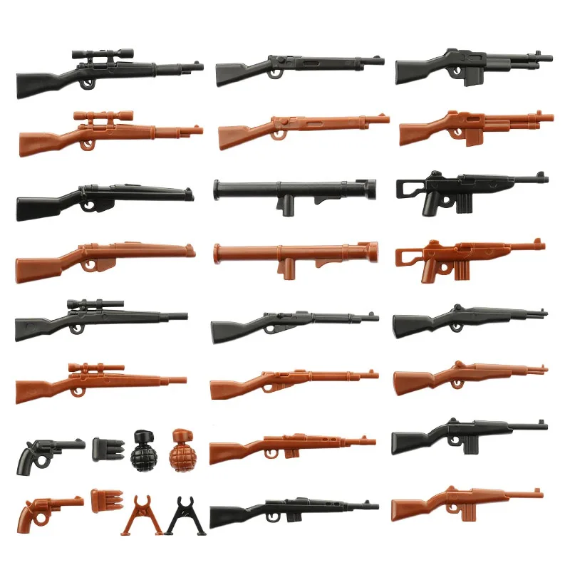 Soldier Figure Waffen Building Block Accessory German Sniper Gun 98K Supply Anti-tank Rocket Military Shield Backpack Brick Toys