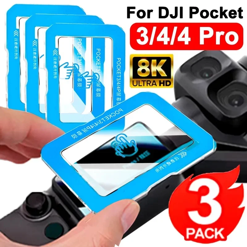 1-3Pack 9H Tempered Glass with Installing Kit For DJI Osmo Pocket 4 Pro/4/3 Easy Installstion Screen Protectors for DJI Pocket 3