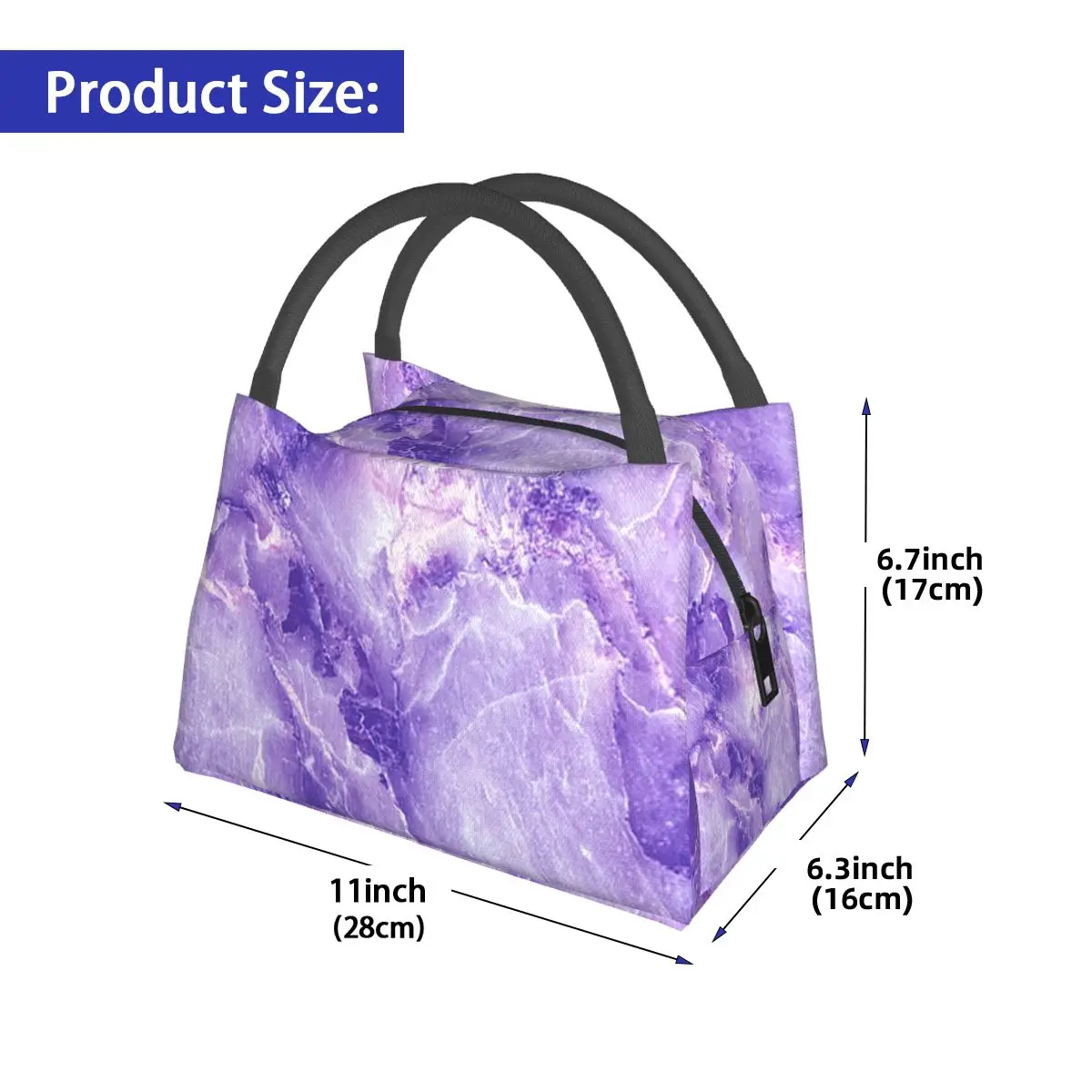 MARBLE - PURPLE Insulated Lunch Bag for School Bento Storage Food Boxes Portable Container Cooler Thermal Lunch Box Tote