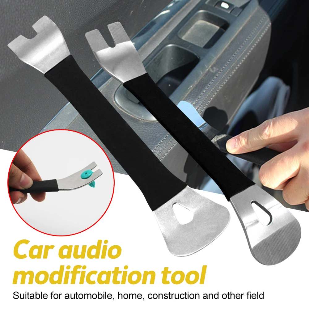 1pc outil de démontage de garniture de voiture en acier inoxydable durable à deux extrémités garniture démontage horizontal outil de levier panneau
