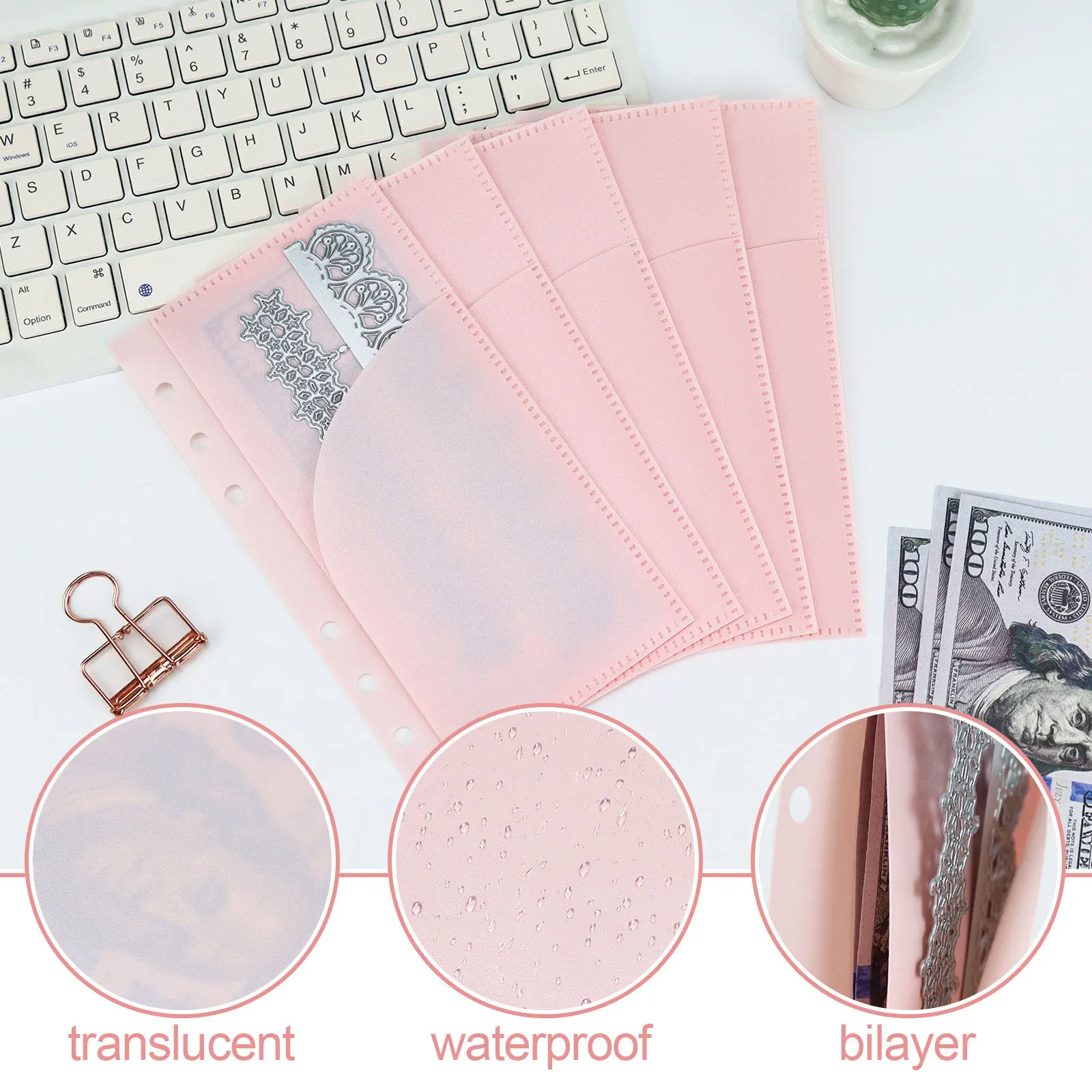 A6 Binder Notebook Accessories Removable Notebook Book Core 6-hole Cash Budget PP Bag Office Stationery