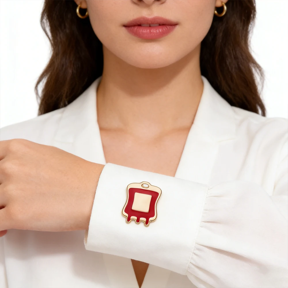 Emergency Blood Bag Design Brooch Creative Metal Blood Type Transfusion Logo Bag Tie Accessory Medical Personnel Jewelry