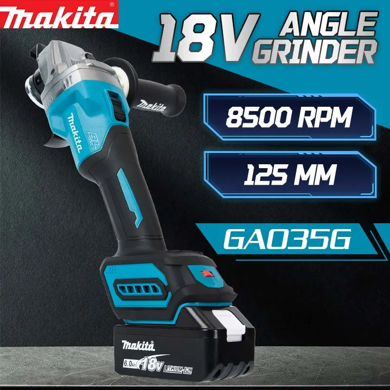 Makita new high-power charging angle grinder GA035G lithium electric grinding brushless large grinding machine cutting machine