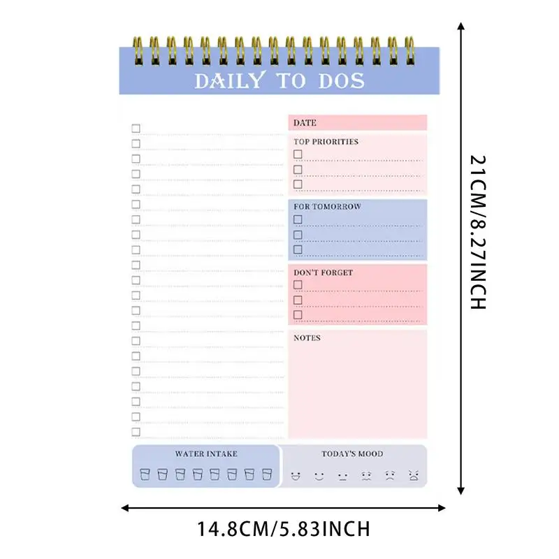 Tägliche To-Do-Liste, Spule undatiert, täglicher Arbeitsplaner, Aufgaben-Checkliste, Organizer, Agenda-Pad für Arbeit, Zuhause, Arbeit, Organizer, Notizbuch, Aufgabe