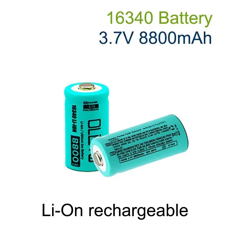 2024 New Li-ion 16340 Battery CR123A Rechargeable Batteriy 3.7V 8800mAh CR123 for Laser Pen LED Flashlight Cell Security Camara