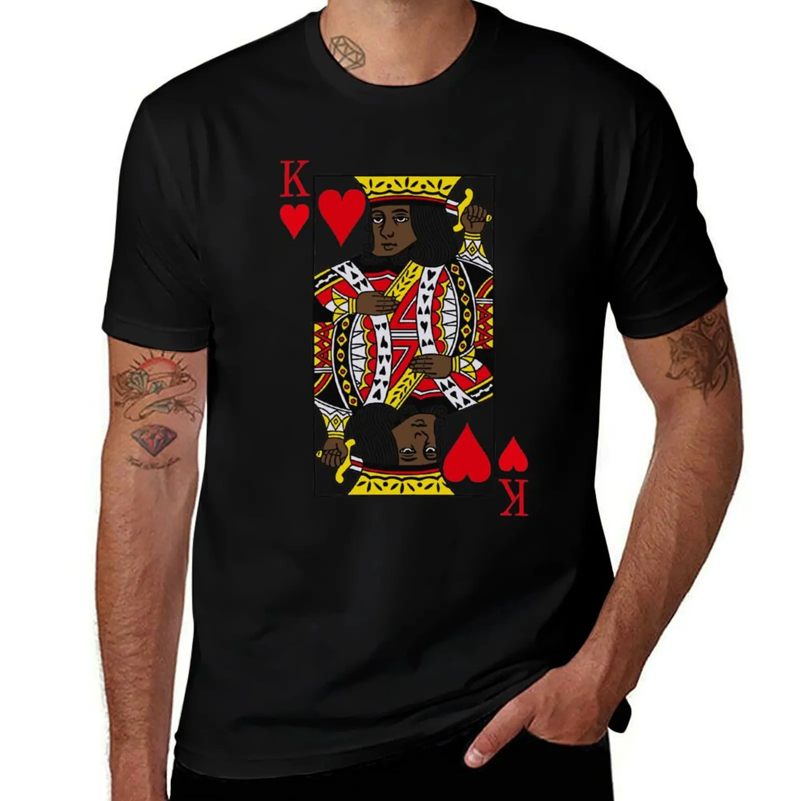 Black King Of Hearts T-Shirt Comfortable Work Wear Tee T-Shirt