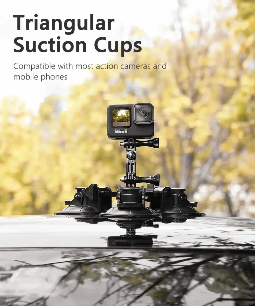 CERASTES for Insta360 X3 One X2 Accessories Tri-angle Suction Cup Tripod Mount for Go Pro Hero 11 10 9 DJI Action for Smartphone