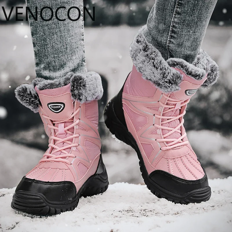 VENOCON Inverno unisex termico spesso corto fodera in peluche stivali da neve sneakers impermeabili scarpe calzature per uomo donna uomo donna