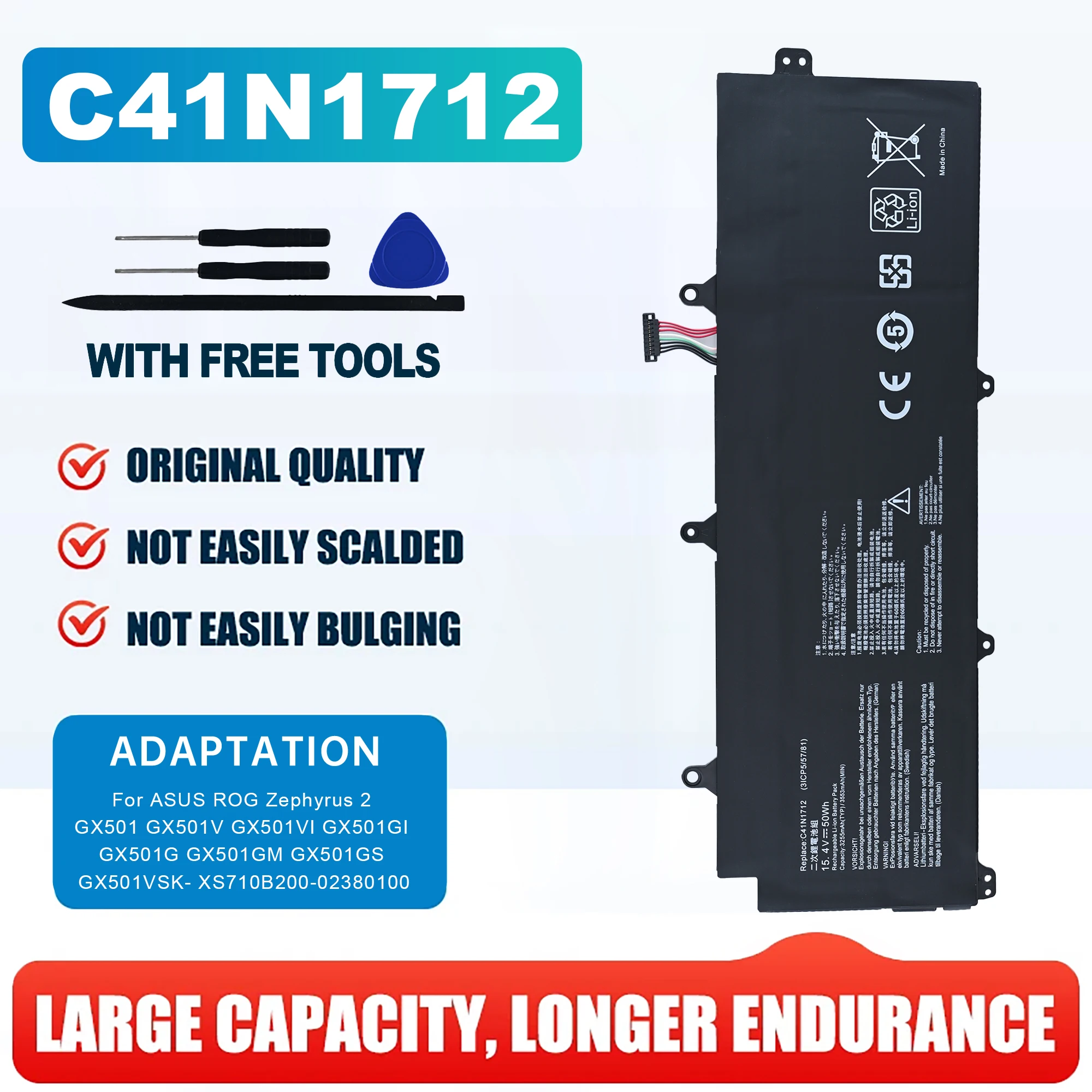 C41N1712 Laptop Battery for ASUS ROG Zephyrus GX501V/VI/VSK GX501G/GS/GI/GM C41N1712