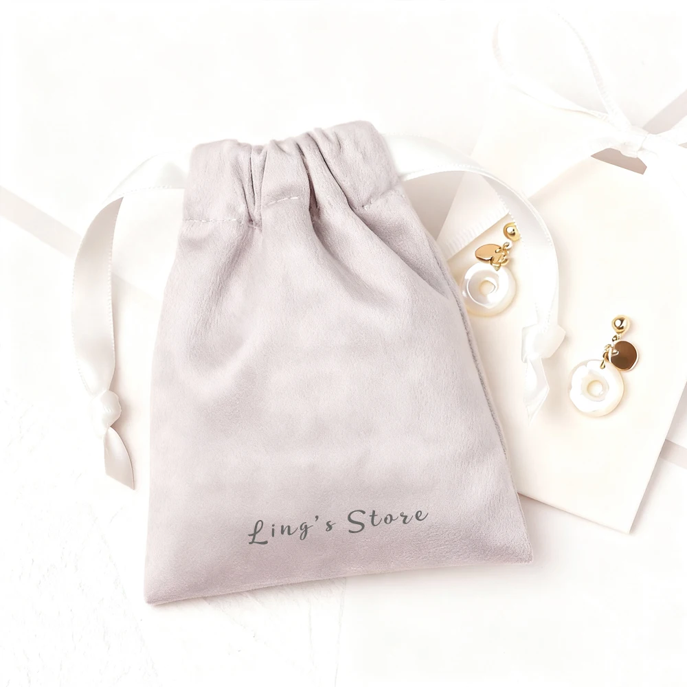 50 шт., фланелевая сумка на шнурке для ювелирных изделий, может персонализированный индивидуальный логотип, свадебные сувениры, подарочная упаковка, бутик, косметичка для покупок