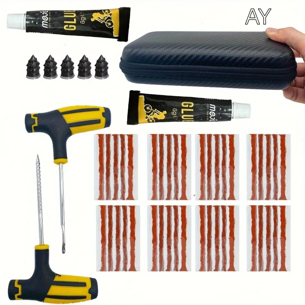 Reparatieset voor noodbanden - Snelle bevestiging van zware lijm en rubberen strips voor lekke banden in de auto's/vrachtwagens/campers, veiligheid onderweg