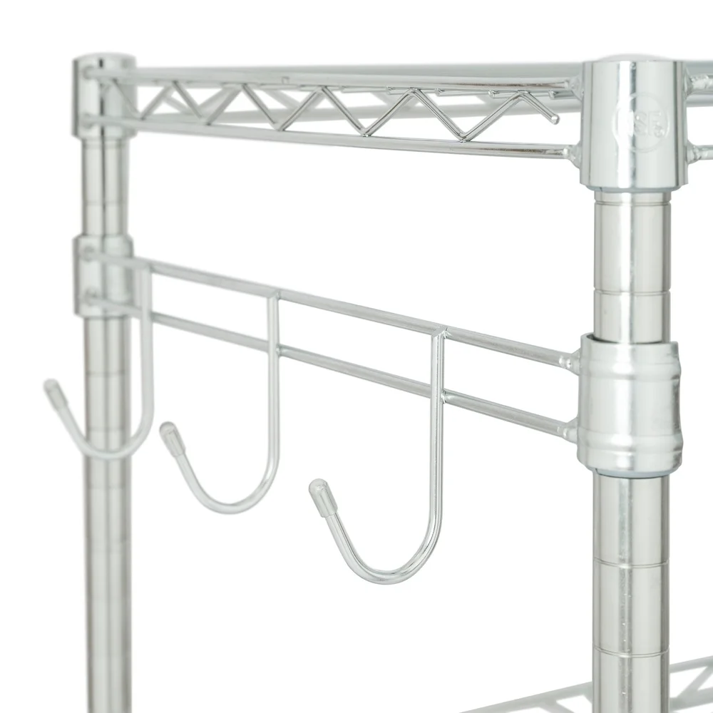 3-Tier Multipurpose Rolling Cart Adjustable Shelves Durable Steel Construction 495lbs Load Capacity NSF Certified Easy Mobility