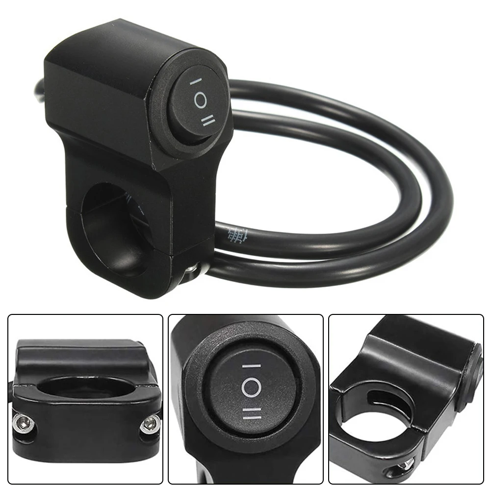 7/8in Motorcycle Handlebar Headlight ON/OFF Switch Light Button Aluminum Alloy Waterproof Fog Spotlight Switch for Scooter ATV