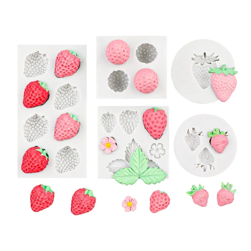 Strawberry Silicone Mold DIY Candle Aromatherapy Plaster Chocolate Cake Fondant Decor Mold Handmade Baking Craft Supplies