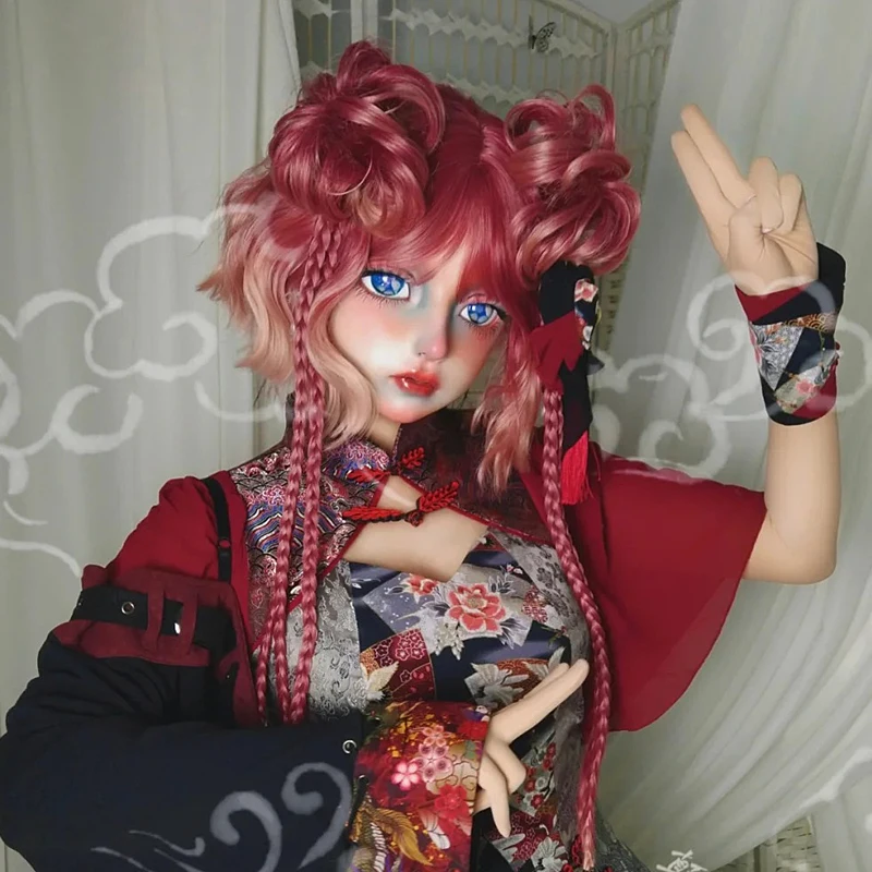 Maski BJD z żywicy, półgłowa/cała głowa, oczy Kigurumi, crossdress, cosplay, japońskie anime, unisex, maski, oczy i peruka
