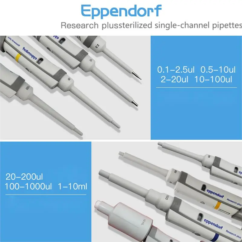 Eppendorf Research Plus Sterilized Single-channel Pipettes in Different Sizes With Different Sizes of Professional Laboratory