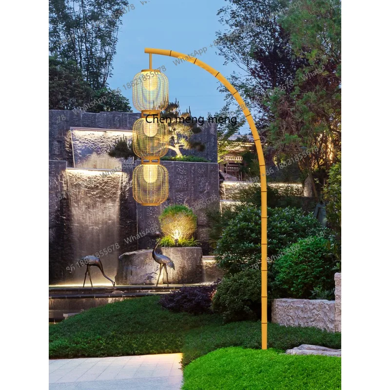 

Моделирование бамбуковой лампы с высоким полюсом, уличный светильник для проживания в семье, живописный садовый светильник, ретро, вилла, блок, пейзаж, сад, уличный фонарь