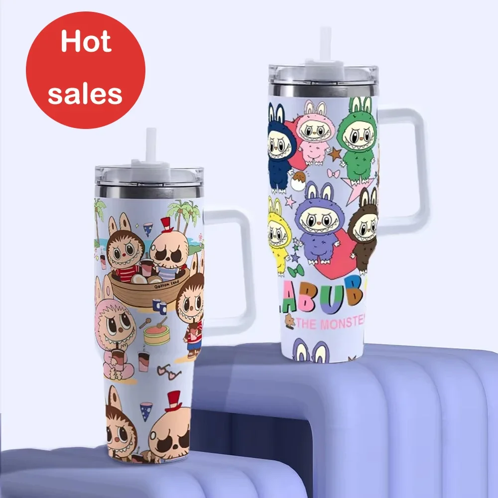 

The Monsters Lafufu Stainless Steel Thermos Cute Double-Wall Insulated Tumbler with Straw Handl Large Capacity Children's Gift
