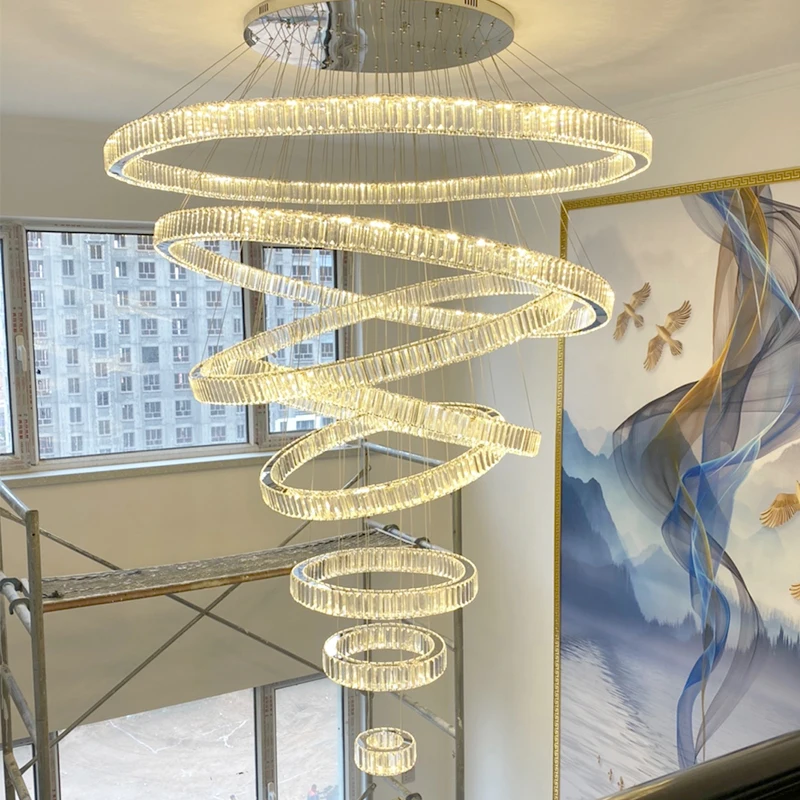 Nordic Style Custom Crystal  Oval Staircase Decorative   for Villa Living Room Commercial Show Room Dining