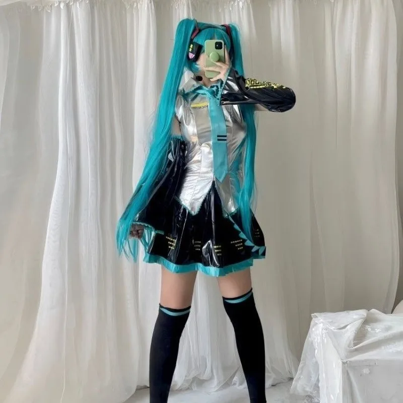 Hatsune Miku Cosplay Costume Set  Cute Anime JK Fashion Outfit High School Uniform Hallow New Year's Party Set Gifts view 2