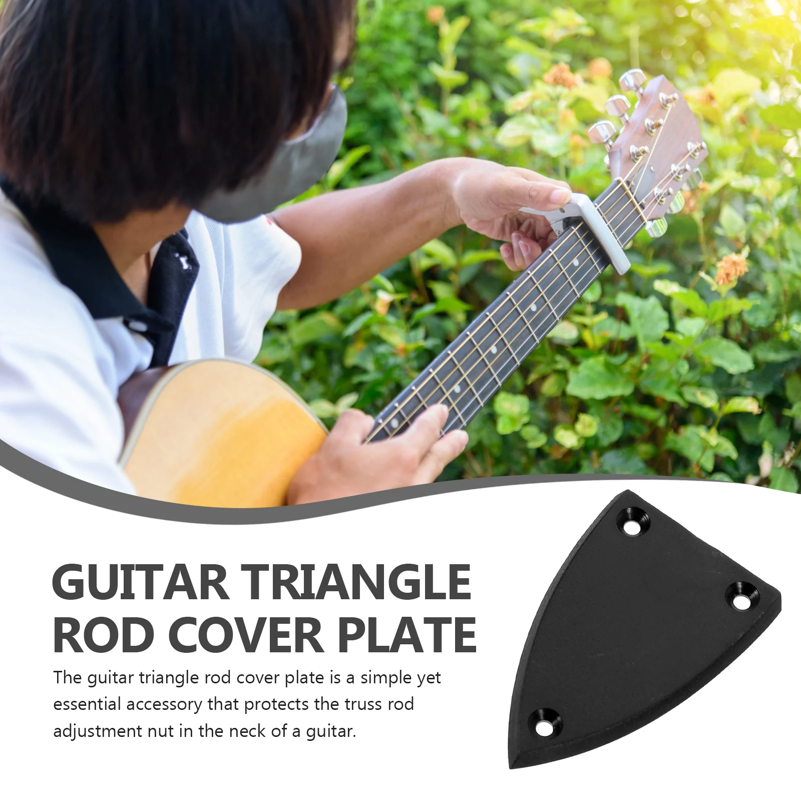 2 Pcs Acoustic Guitar Tuning Lever Cover Truss Rod 3 Hole Adjusting Plate Black Electric Parts